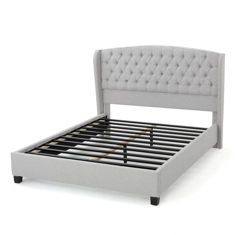 Low-Profile Upholstered King Size Platform Bed with Integrated Support