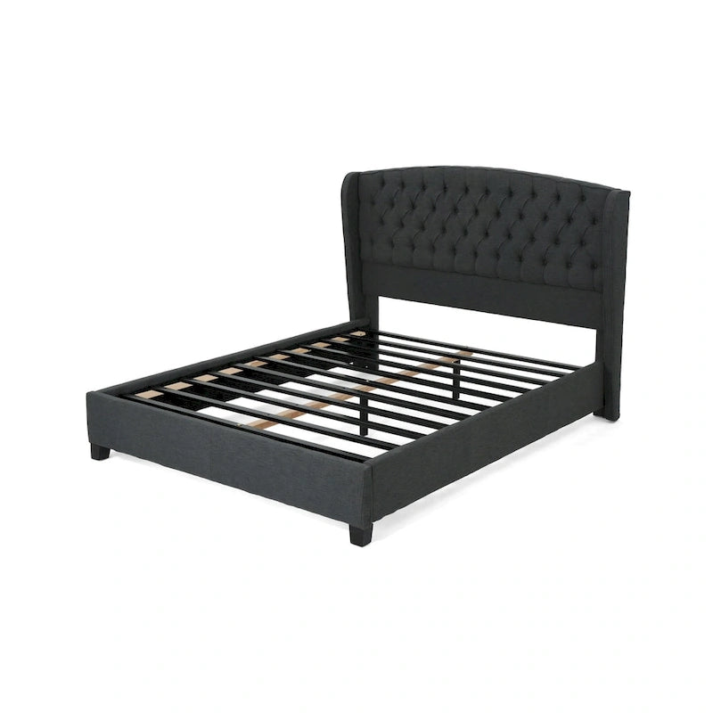 Low-Profile Upholstered King Size Platform Bed with Integrated Support