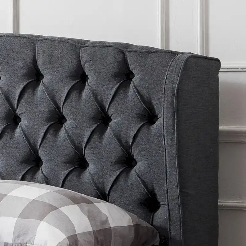 Low-Profile Upholstered King Size Platform Bed with Integrated Support