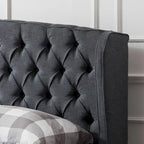 Low-Profile Upholstered King Size Platform Bed with Integrated Support