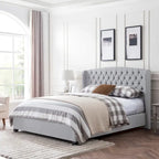 Low-Profile Upholstered King Size Platform Bed with Integrated Support
