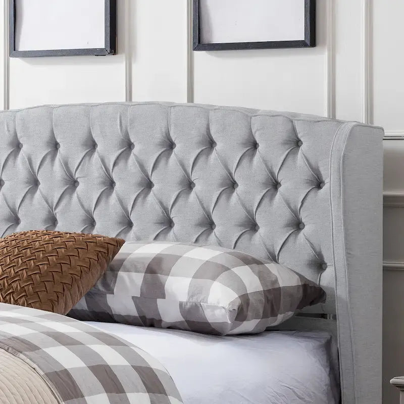 Low-Profile Upholstered King Size Platform Bed with Integrated Support