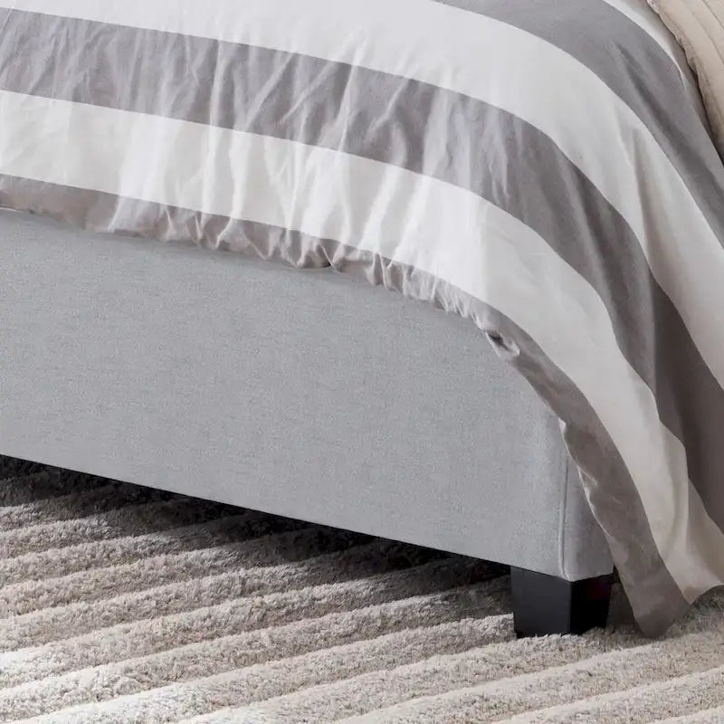 Low-Profile Upholstered King Size Platform Bed with Integrated Support