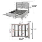 Low-Profile Upholstered King Size Platform Bed with Integrated Support