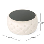 Chana Glam Velvet and Tempered Glass Coffee Table Ottoman by Christopher Knight Home