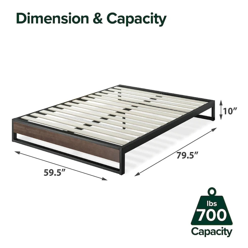 Priage by ZINUS GOOD DESIGN Winner 10 Inch Grey Wash Bamboo and Metal Platforma Bed