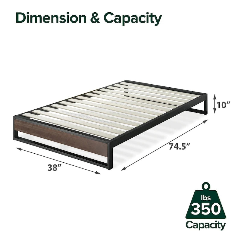 Priage by ZINUS GOOD DESIGN Winner 10 Inch Grey Wash Bamboo and Metal Platforma Bed