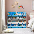 SONGMICS Kid's Large Toy Storage Unit with 16 Removable Bins, for Playroom, Children Room, 41.7, Space Theme