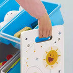 SONGMICS Kid's Large Toy Storage Unit with 16 Removable Bins, for Playroom, Children Room, 41.7, Space Theme