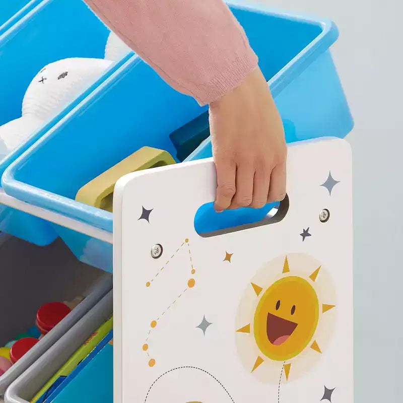 SONGMICS Kid's Large Toy Storage Unit with 16 Removable Bins, for Playroom, Children Room, 41.7, Space Theme