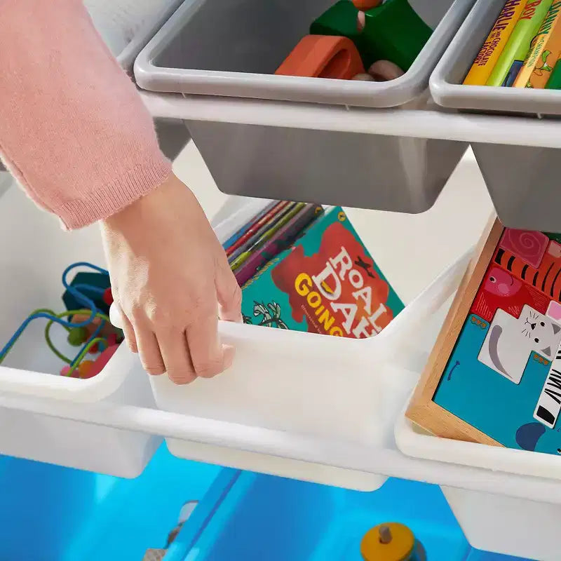 SONGMICS Kid's Large Toy Storage Unit with 16 Removable Bins, for Playroom, Children Room, 41.7, Space Theme