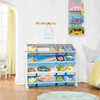 SONGMICS Kid's Large Toy Storage Unit with 16 Removable Bins, for Playroom, Children Room, 41.7, Space Theme