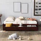 Twin Size Platform Storage Bed With 3 Drawers Easy Assembly Platform Bed Frames No Box Spring Needed Wooden Slat Support