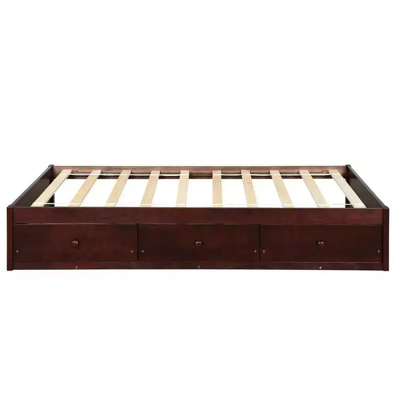 Twin Size Platform Storage Bed With 3 Drawers Easy Assembly Platform Bed Frames No Box Spring Needed Wooden Slat Support