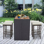 Costway Wicker Bar Stools Set of 2 with Removable Seat Cushions Footrest Support 400 LBS