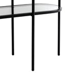 Studio 55D Remy Modern Metal Oval 2-Tier Console Table 40 x 15 with Storage Sandy Black Clear Glass Tabletop for Living Room