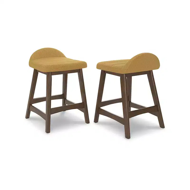 Signature Design by Ashley Lyncott Sgabello da bar imbottito altezza bancone con cuscino in schiuma, set da 2, senape