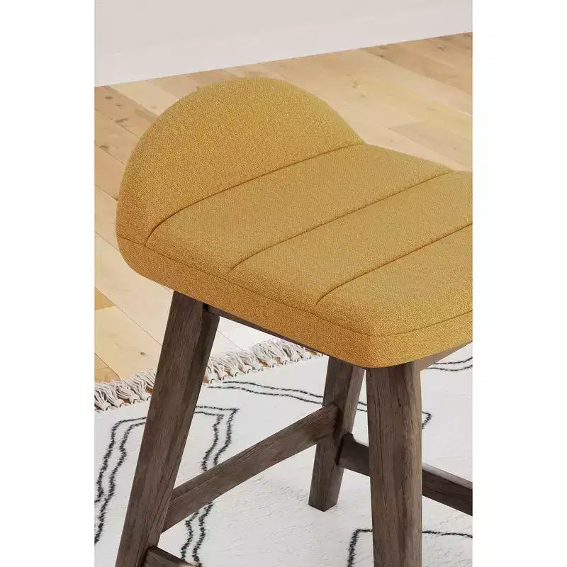 Signature Design by Ashley Lyncott Sgabello da bar imbottito altezza bancone con cuscino in schiuma, set da 2, senape