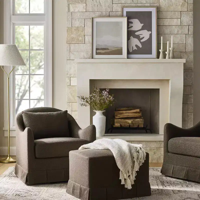 Box Pleat Upholstered Ottoman - Threshold designed with Studio McGee