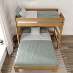 Plank+Beam Solid Wood Farmhouse Twin over Queen L-Shaped Bunk Bed Bed for Adults