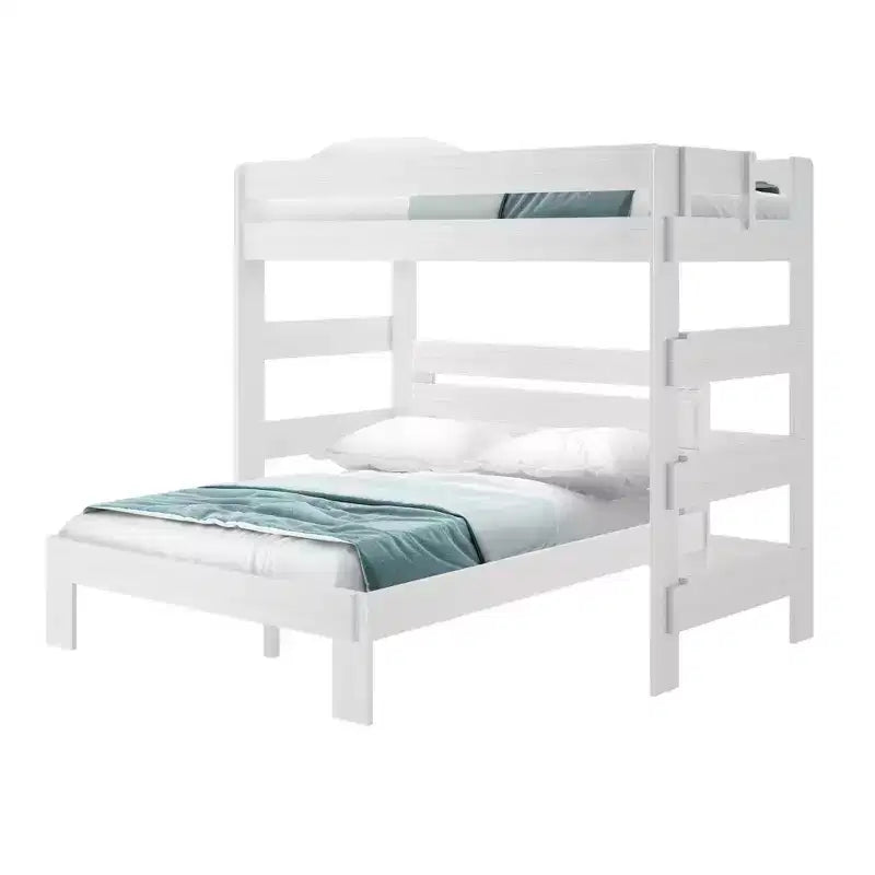 Plank+Beam Solid Wood Farmhouse Twin over Queen L-Shaped Bunk Bed Bed for Adults