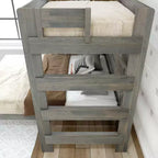 Plank+Beam Solid Wood Farmhouse Twin over Queen L-Shaped Bunk Bed Bed for Adults