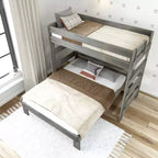Plank+Beam Solid Wood Farmhouse Twin over Queen L-Shaped Bunk Bed Bed for Adults