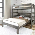 Plank+Beam Solid Wood Farmhouse Twin over Queen L-Shaped Bunk Bed Bed for Adults