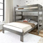 Plank+Beam Solid Wood Farmhouse Twin over Queen L-Shaped Bunk Bed Bed for Adults