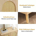 Scarpiera in Rattan con Ante, Scarpiera a 4 Ripiani per Ingresso, Armadietto Scarpiera Organizzatore con Ante in Rattan Intrecciato e Ripiani Regolabili