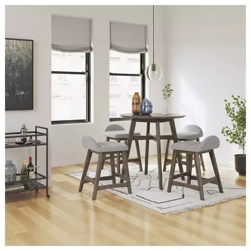Signature Design by Ashley Lyncott Counter Height Upholstered Barstool with Foam Cushion, Set of 2, Light Gray