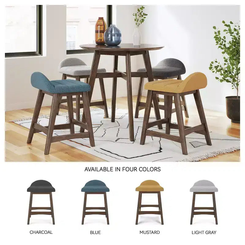 Signature Design by Ashley Lyncott Counter Height Upholstered Barstool with Foam Cushion, Set of 2, Light Gray