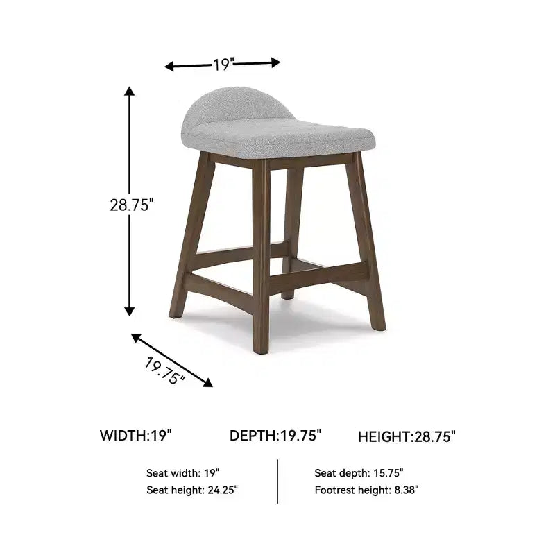 Signature Design by Ashley Lyncott Counter Height Upholstered Barstool with Foam Cushion, Set of 2, Light Gray
