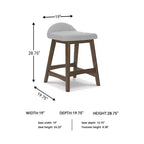 Signature Design by Ashley Lyncott Counter Height Upholstered Barstool with Foam Cushion, Set of 2, Light Gray
