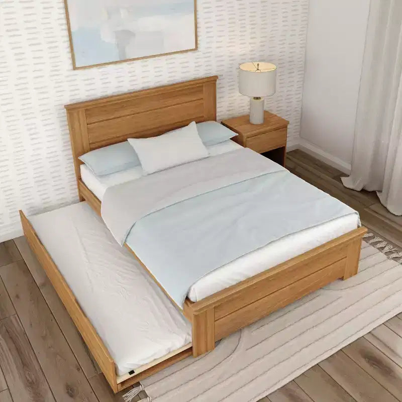 Plank+Beam Solid Wood Farmhouse Full Bed with Panel Headboard with Trundle