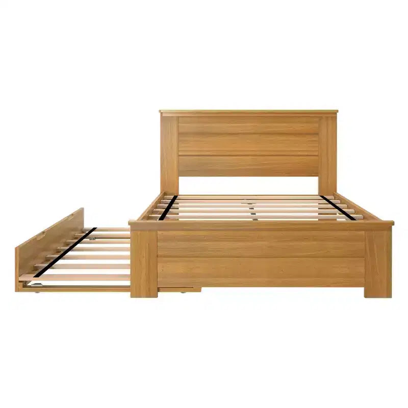 Plank+Beam Solid Wood Farmhouse Full Bed with Panel Headboard with Trundle