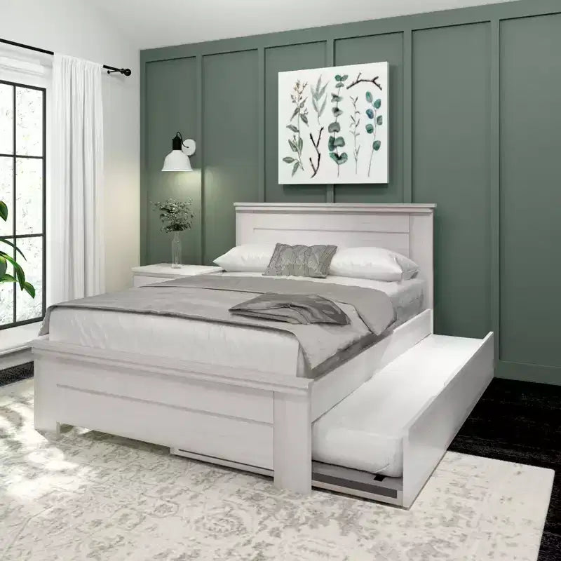 Plank+Beam Solid Wood Farmhouse Full Bed with Panel Headboard with Trundle