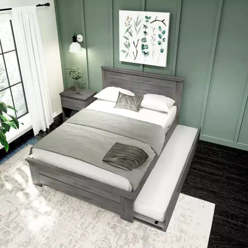 Plank+Beam Solid Wood Farmhouse Full Bed with Panel Headboard with Trundle