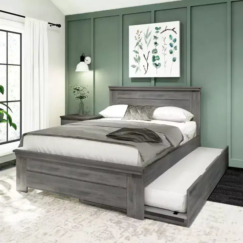 Plank+Beam Solid Wood Farmhouse Full Bed with Panel Headboard with Trundle