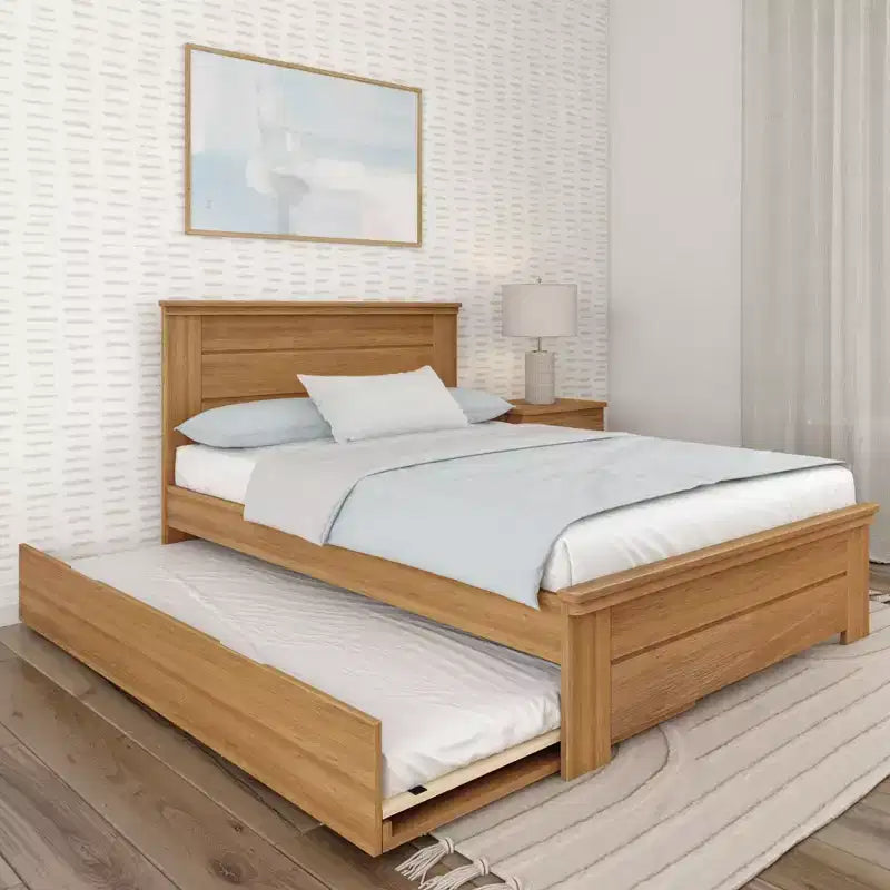 Plank+Beam Solid Wood Farmhouse Full Bed with Panel Headboard with Trundle