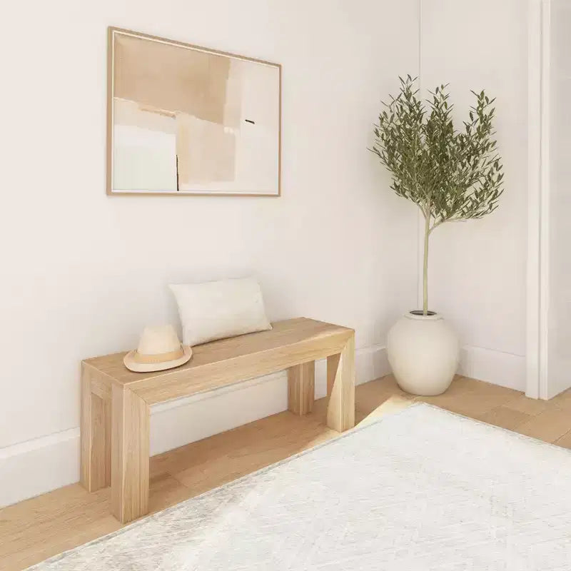 Plank+Beam Modern Dining Bench, Solid Wood Bench for Dining Table, 49