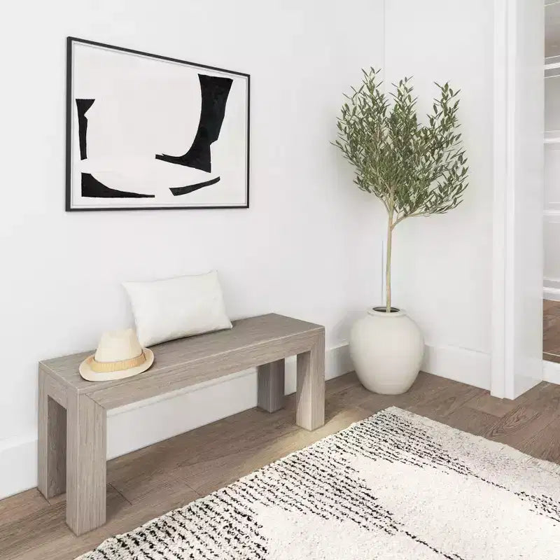 Plank+Beam Modern Dining Bench, Solid Wood Bench for Dining Table, 49