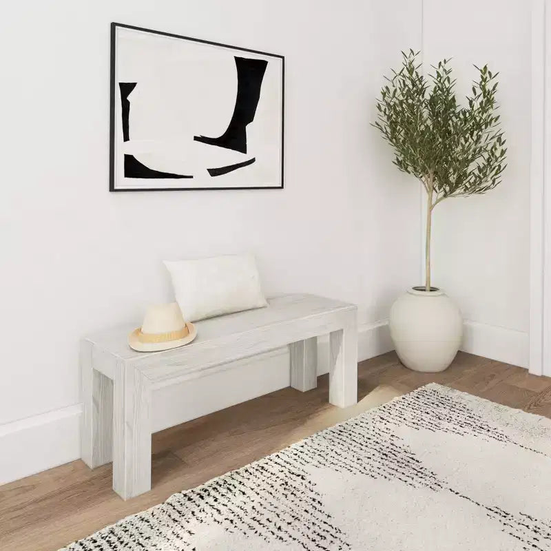 Plank+Beam Modern Dining Bench, Solid Wood Bench for Dining Table, 49