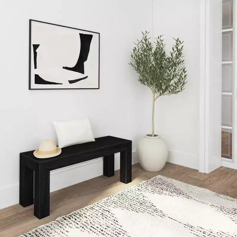 Plank+Beam Modern Dining Bench, Solid Wood Bench for Dining Table, 49
