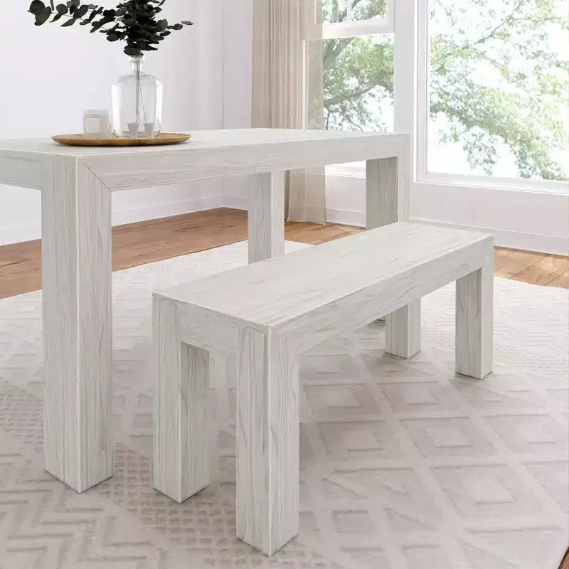 Plank+Beam Modern Dining Bench, Solid Wood Bench for Dining Table, 49