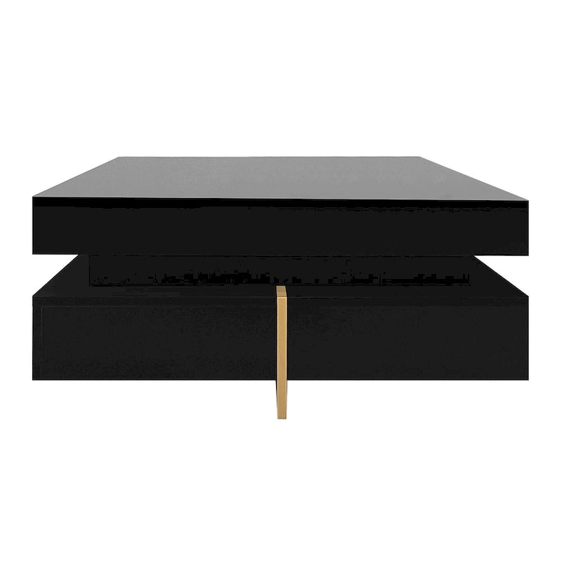 White High Gloss Coffee Table with 4 Drawers - 31.5" Square