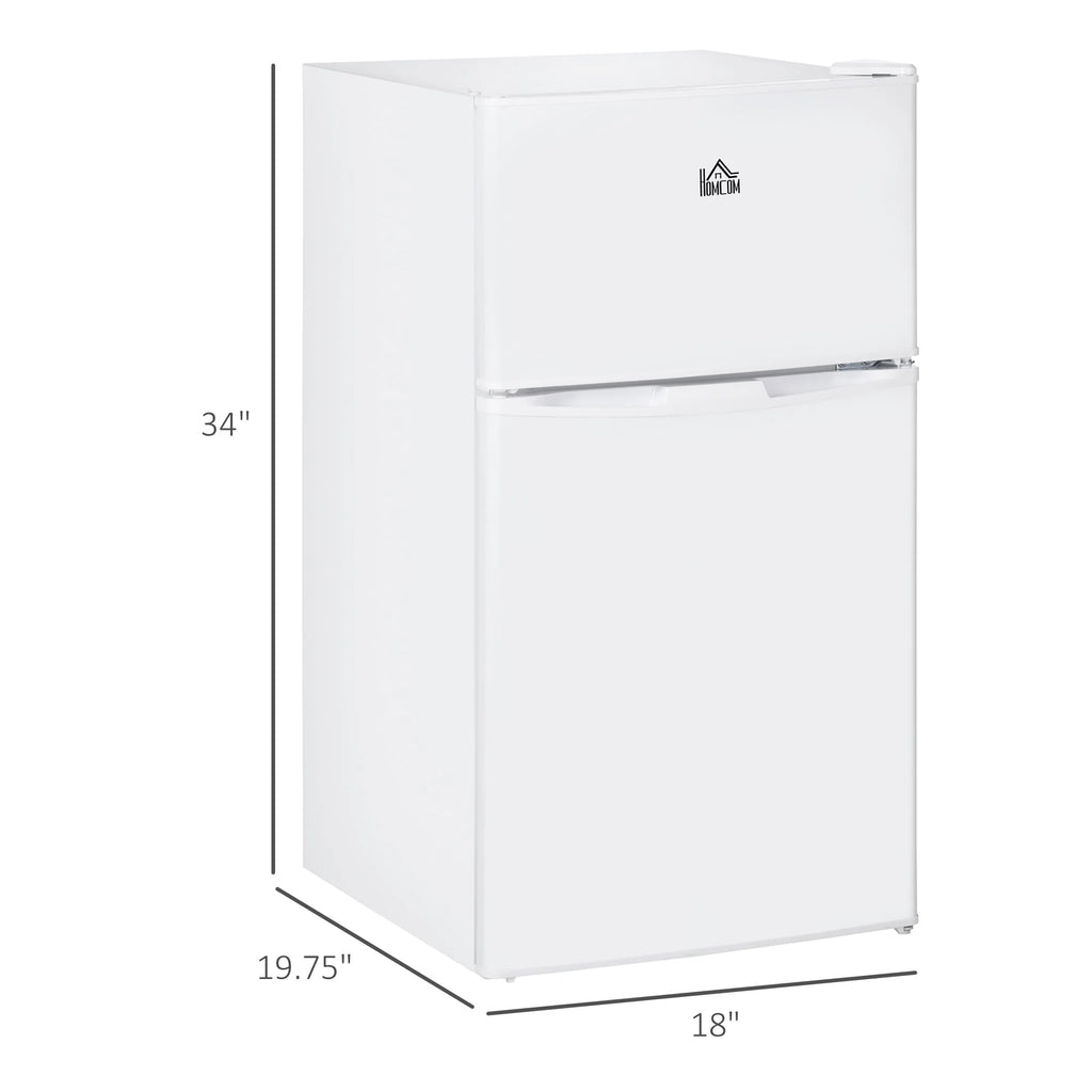 HOMCOM Mini Frigorifero a Doppia Porta con Congelatore, Frigo Compatto da 90 litri con Ripiano Regolabile, Termostato Regolabile