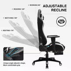 Sedia Gaming GTRACING in Tessuto Regolabile in Altezza, Poggiapiedi Reclinabile, Sedia da Ufficio