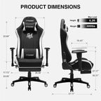 Sedia Gaming GTRACING in Tessuto Regolabile in Altezza, Poggiapiedi Reclinabile, Sedia da Ufficio