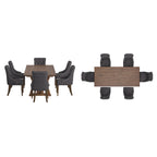 Bratislava Reclaimed Wood Table with Button Tufted Curved Back Chairs Dining Set